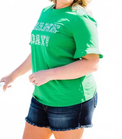 Layerz Clothing Game Day Spirit Tee In Green/white