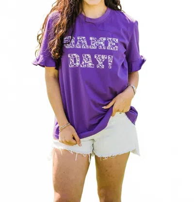 Layerz Clothing Game Day Spirit Tee In Purple/white
