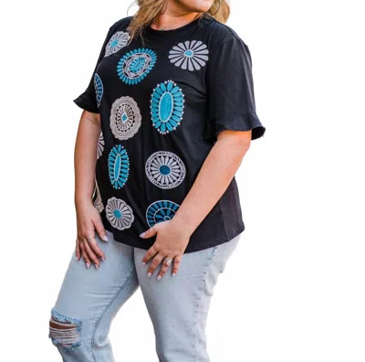 Layerz Clothing Gypsy Concho Top In Multi In Black