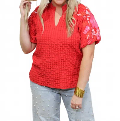 Layerz Clothing Havannah Short Sleeve Top In Red