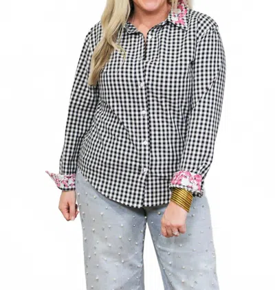 Layerz Clothing Heidi Long Sleeve Top In Black Gingham