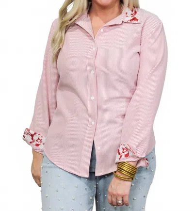 Layerz Clothing Heidi Long Sleeve Top In Red In Pink