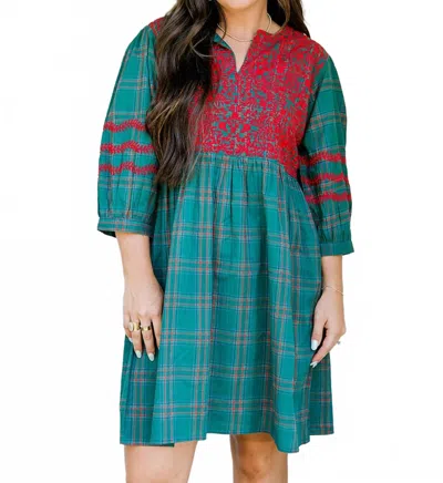 Layerz Clothing Helen Mini Dress In Green Plaid In Animal Print