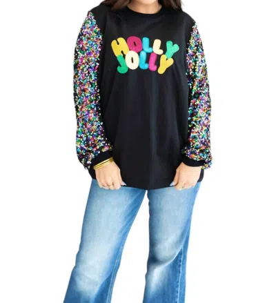 Layerz Clothing Holly Jolly Top In Black