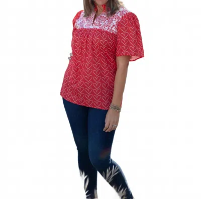 Layerz Clothing Honey Short Sleeve Top In Red In Multi