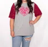 Layerz Clothing Howdy Honey Top In Grey/pink In Multi
