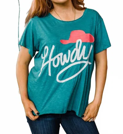 Layerz Clothing Howdy Partner Tee In Teal In Blue