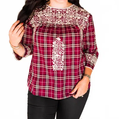 Layerz Clothing Joelle Plaid Top In Red