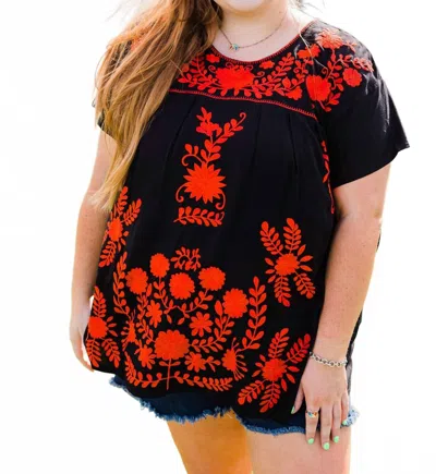 Layerz Clothing Jones Patterned Top In Red/black In Multi