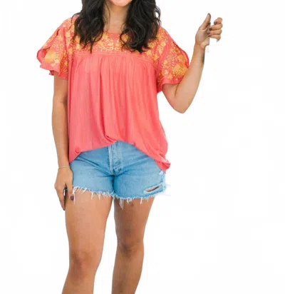 Layerz Clothing Josie Shirt Sleeve Top In Pink In Animal Print