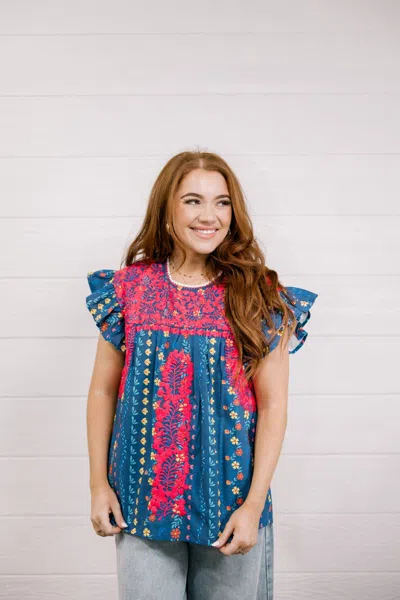 Layerz Clothing Kinley Top In Navy In Multi