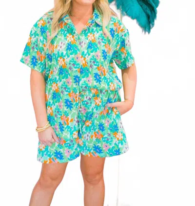 Layerz Clothing Lincoln Short Sleeve Top In Green In Multi
