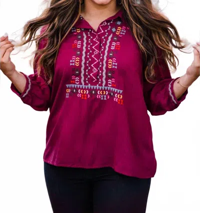 Layerz Clothing Abstract Embroidered Blouse In Animal Print