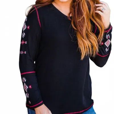 Layerz Clothing Loni Layerz Top In Black Multi In Blue