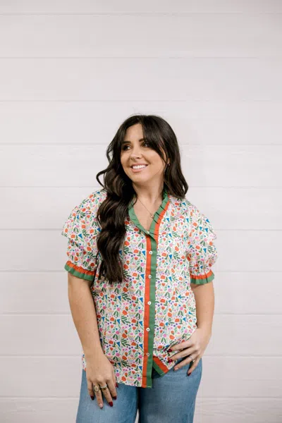 Layerz Clothing Lucy Top In Beige Multi