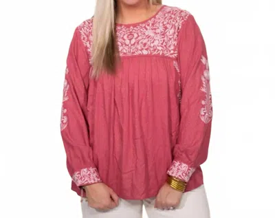 Layerz Clothing Lyndi Embroidered Top In Pink In Brown