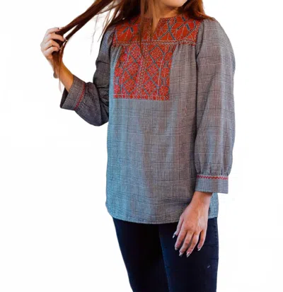 Layerz Clothing Mabel Long Sleeve Top In Multi In Gray