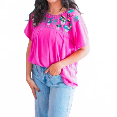 Layerz Clothing Maci Crewneck Top In Pink
