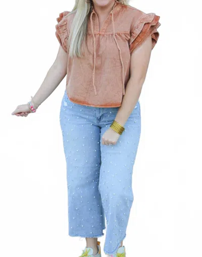 Layerz Clothing Marley Cap Sleeve Top In Burnt Orange In Blue