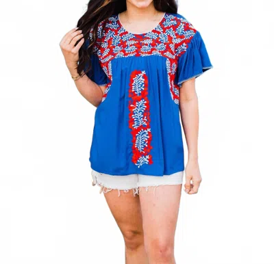 Layerz Clothing Martha Crew Neck Top In Blue