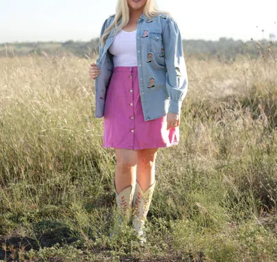 Layerz Clothing Mini Pearl Top In Pink In Blue
