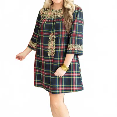 Layerz Clothing Mistletoe Mini Dress In Multi Plaid In Blue