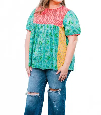 Layerz Clothing Mixed Print Short Sleeve Top In Multi