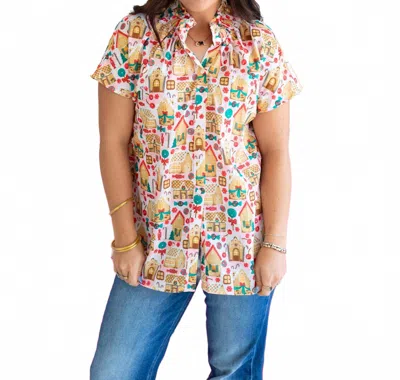 Layerz Clothing Mrs. Ginger Bread Top In Pink In Multi