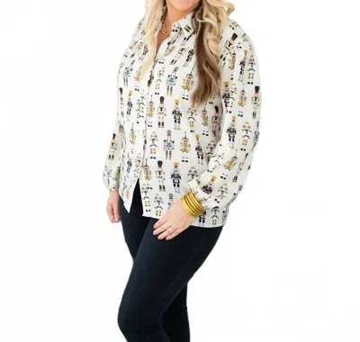 Layerz Clothing Nutcracker Button Up Top In White