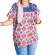 Layerz Clothing Phoenix Patterned Top In Multicolor In Blue