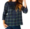 Layerz Clothing Plaid Embroidered Top In Blue Multi In Blue