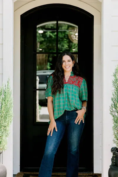 Layerz Clothing Reece Short Sleeve Top In Green Plaid In Multi