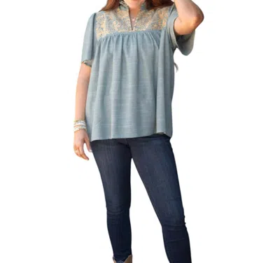 Layerz Clothing Reece Top In Heathered Teal In Multi