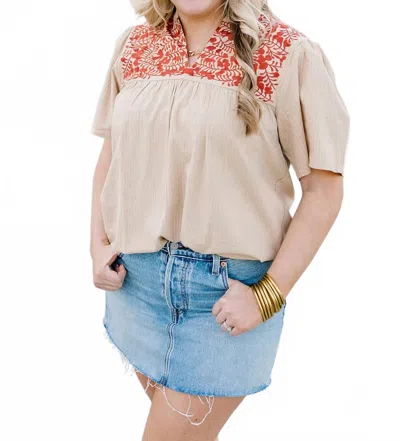 Layerz Clothing Reece V-neck Top In Burnt Orange In Multi