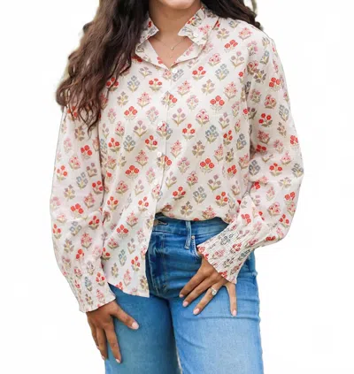Layerz Clothing Renee Long Sleeve Top In Red/blue In Multi