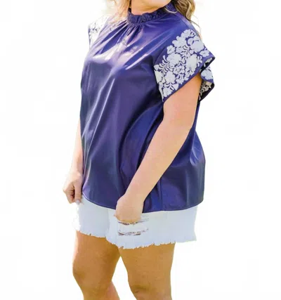 Layerz Clothing Risinger Cap Sleeve Top In Blue