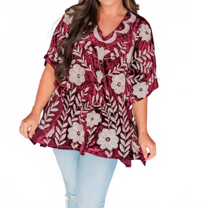 Layerz Clothing Rosie V-neck Poncho In Maroon In Brown