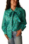 Layerz Clothing Sadie Button-down Top In Green In Multi