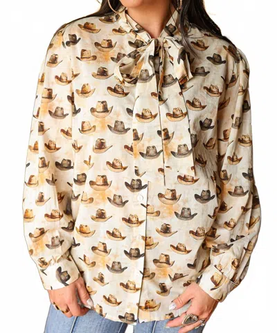 Layerz Clothing Sadie Long Sleeve Top In Hat In Multi