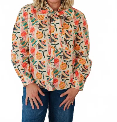 Layerz Clothing Sadie Long Sleeve Top In Ornaments In Multi