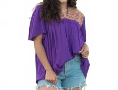 Layerz Clothing Short Sleeve Top In Purple And Gold