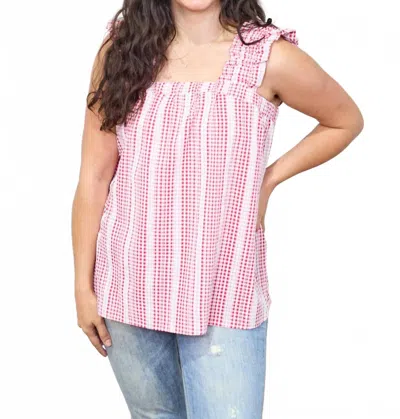 Layerz Clothing Sophia Sleeveless Top - Plus In Red Gingham In Pink