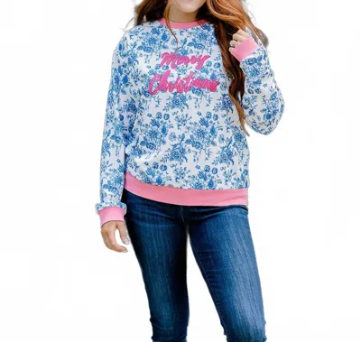 Layerz Clothing Stella Crewneck Sweatshirt In Merry Christmas In Blue