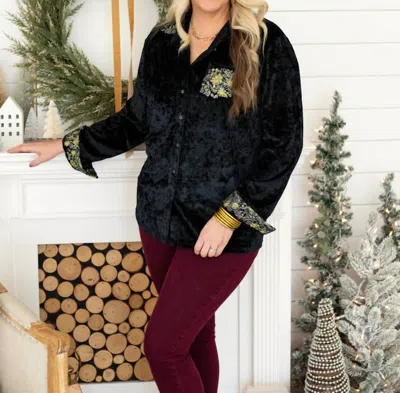 Layerz Clothing Sterling Velvet Top In Black