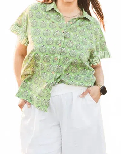 Layerz Clothing Stevie Short Sleeve Top In Green