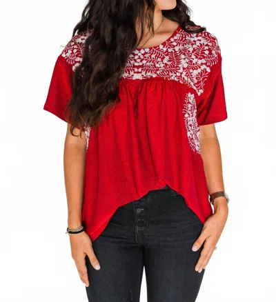 Layerz Clothing Tally Short Sleeve Top In Red