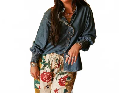 Layerz Clothing Tiffany Top In Denim In Blue