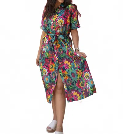 Layerz Clothing Vanessa Floral Midi Dress In Multicolor