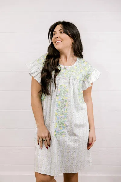 Layerz Clothing Wren Dress In White Multi Stripe