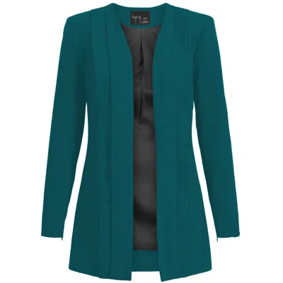 Layo G Green / Blue Women's Pleated Stretch Blazer — Teal Blue Green In Multi